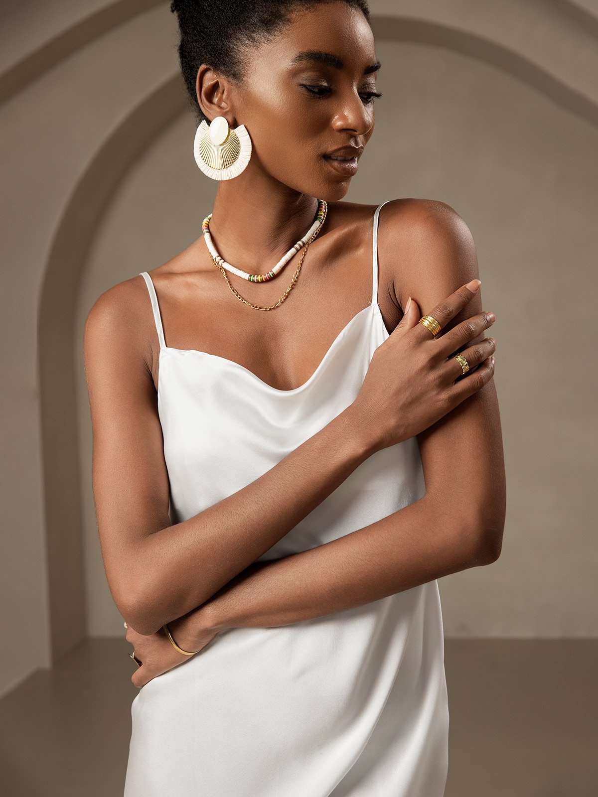 SERAPHINA - Langes Seidenkleid mit Spaghettiträgern für Damen